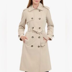 NWT London Fog Double Breasted Trench Coat in Stone Size Small